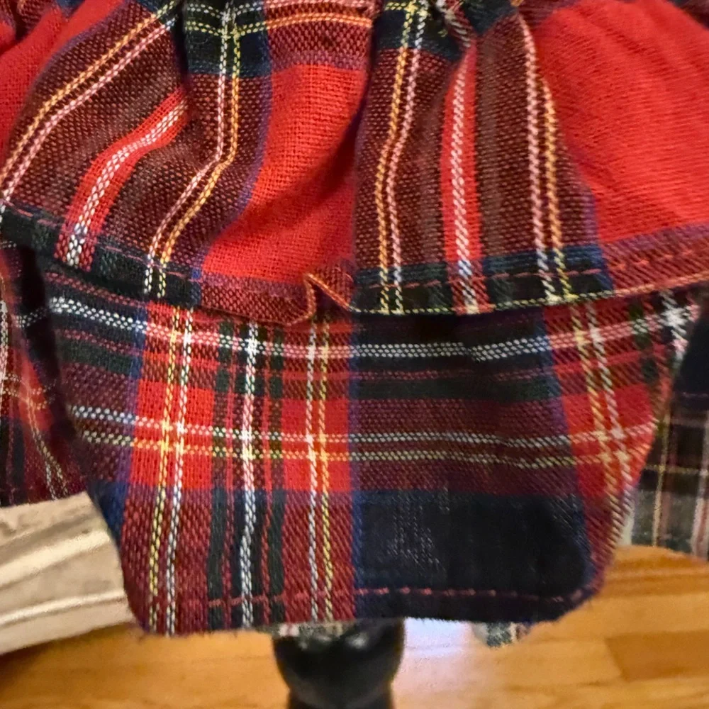 English Factory Red & Navy Smocked Tartan Tiered Ruffle Hem Skirt/top. Sz small - Picture 7 of 14